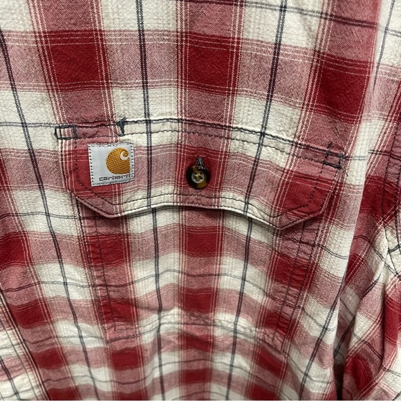 Carhartt men’s original fit red plaid shirt short sleeve button up 2XL cotton - Picture 5 of 9